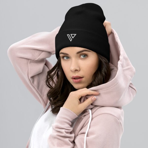 V Cuffed Beanie | black/white - Image 2