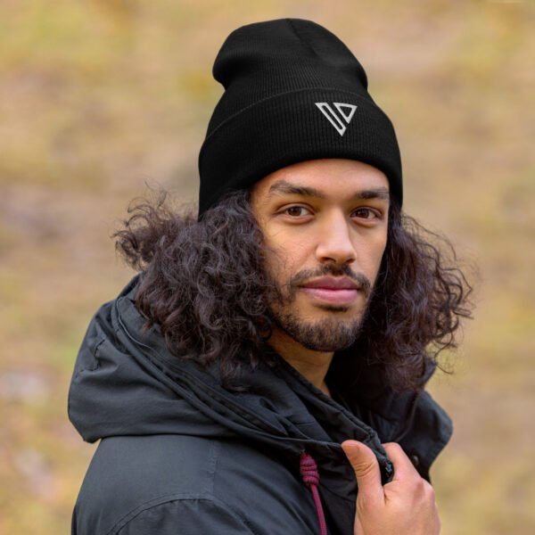 V Cuffed Beanie | black/white - Image 3