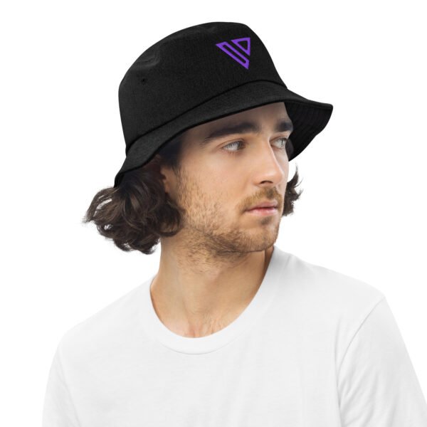 V Denim Bucket Hat | purple logo - Image 3
